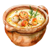 Velouté de saison, Saint Jacques snakées et Chorizo