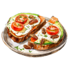 Patate douce toastée, Mozzarella, Avocat, Tomates, Saumon, Noix de pécan